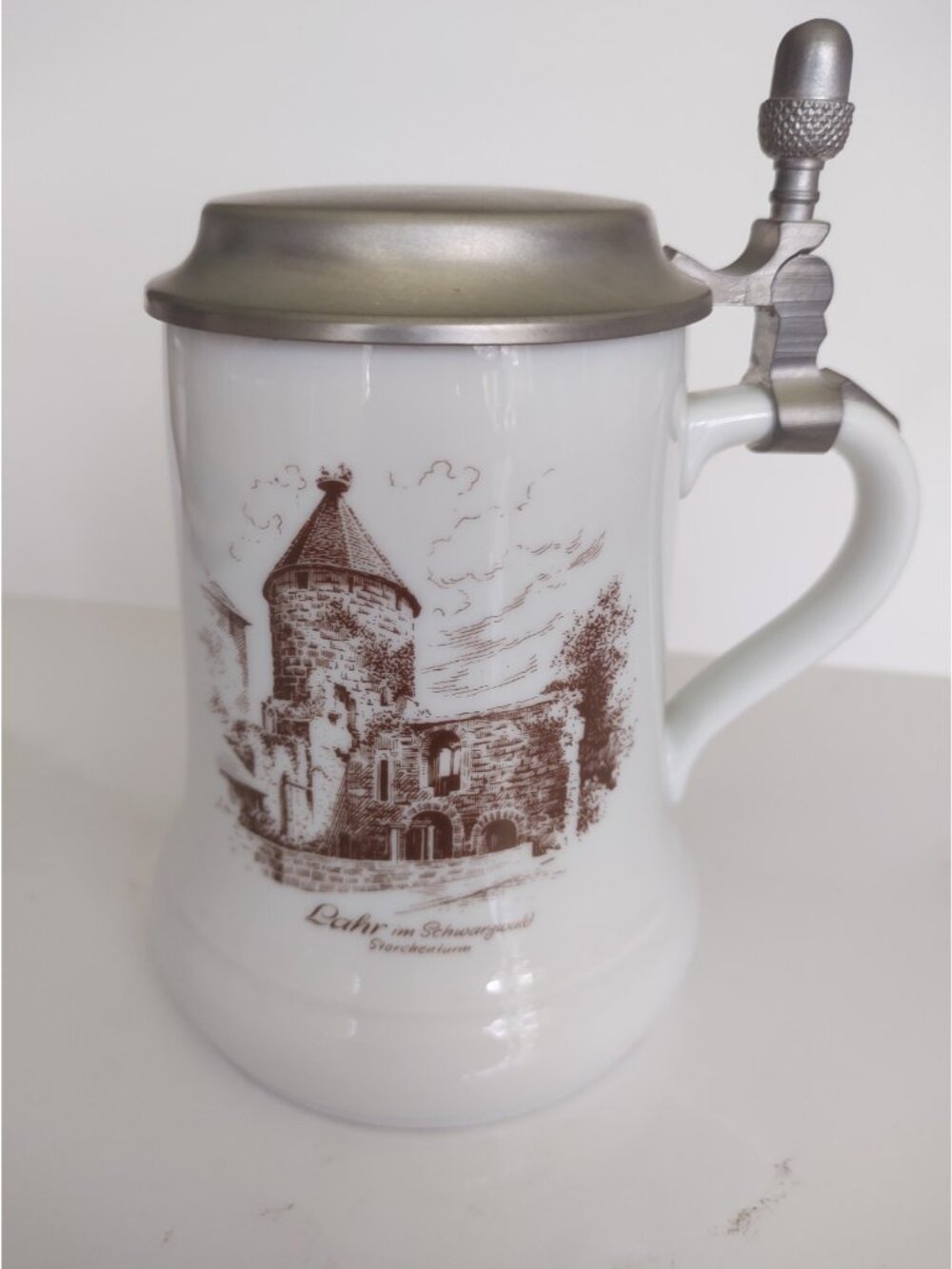 Vintage West German porcelain beer stein Kaiser Storchenturm (Stork Tower)